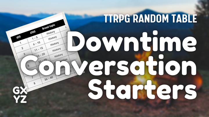 TTRPG Random Table: Downtime Conversation Starter